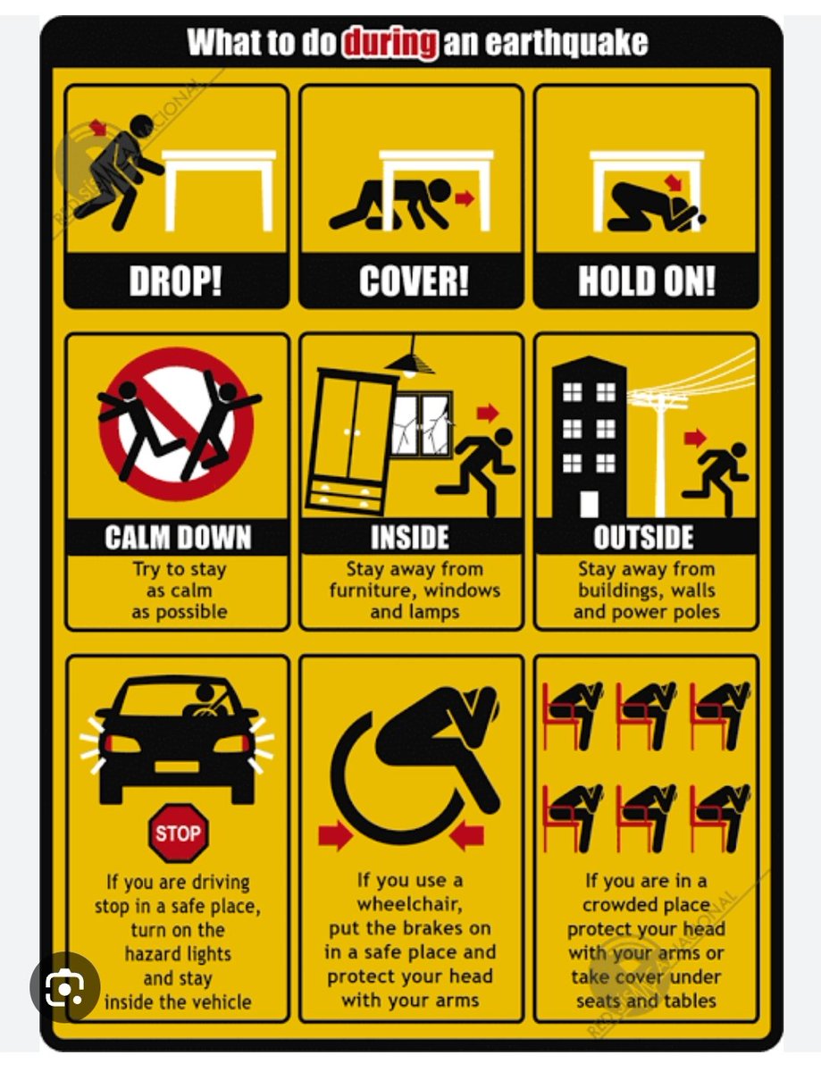 ginaterremoto's tweet photo. 3. No se metan a ningún baño. Cada construcción es diferente y en los baños hay espejos y colgantes que pueden caer encima y lastimar a alguien.

¿Qué hacer? 

Drop, cover and hold. Agáchese, protéjase y espere. https://t.co/dJxhqMCLMv