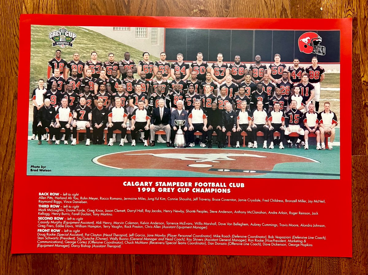 Welcome and congratulations to all players and staff of Calgary Stampeders 1998 Grey Cup championship team. They will be celebrating the 25th anniversary of their accomplishment today at Stamps House (Red and White Club) prior to Stamps game against Winnipeg Blue Bombers.
