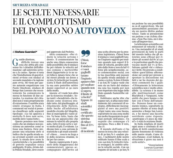 Quando un sindaco decide di installare un #autovelox nel proprio comune per ridurre velocità e scontri si espone al linciaggio sui social, pieno di luoghi comuni, a partire dal classico ““sieee … cosa te ne frega a te della sicurezza stradale, lo fai per far cassa”, sino ad