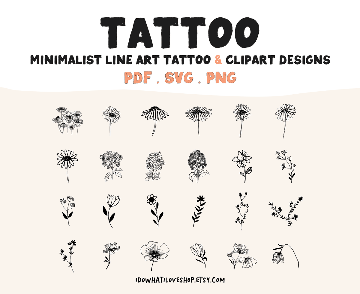 studionozes's tweet photo. Minimalist TATTOO FLASH Flowers LineArt, Clipart Designs, Floral Line Drawing, Botanical Illustrations, Feminine Tattoo Designs, Cute Tattoo https://t.co/1DcBwqMeZS via @Etsy https://t.co/xyrPtZYATn