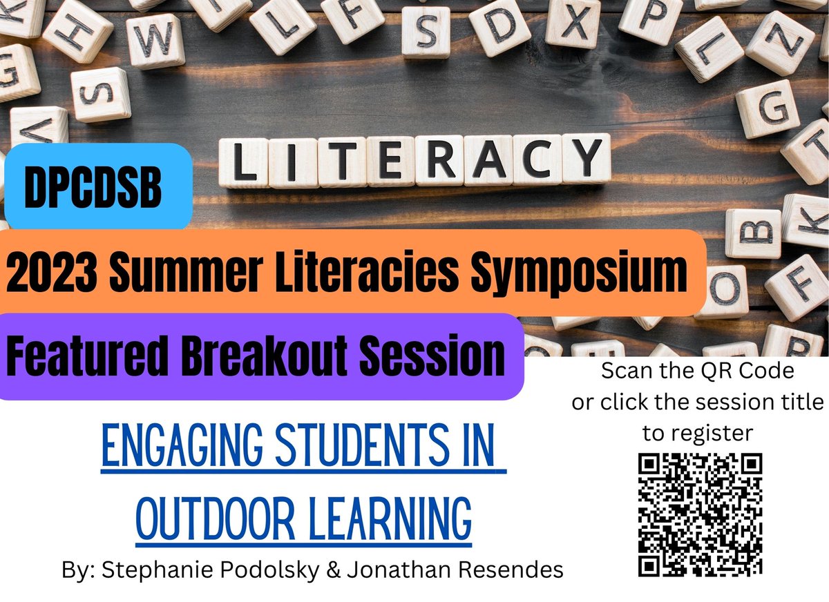 Looking to include outdoor learning opportunities with your students this school year? 

Check out the featured breakout session by <a href="/DPOutdoorEd/">Silver Creek Outdoor Education Centre</a> taking place at the 2023 DP Summer Literacies Symposium.

Registration link and QR code are in the poster below.