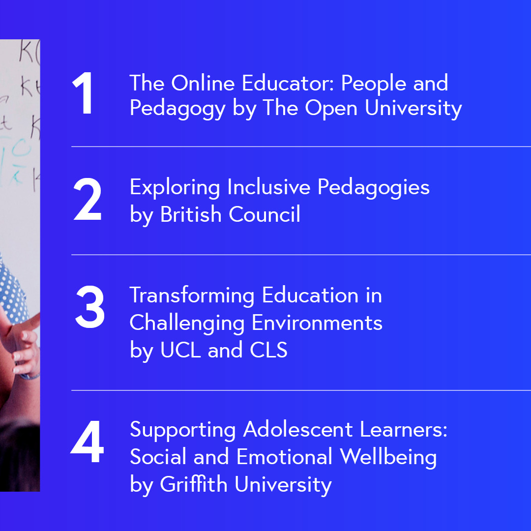 FutureLearn's tweet image. Stay ahead of the curve with our #professionaldevelopment courses specifically designed for teachers.
Choose from a variety of topics, including #inclusivepedagogies, #technologyintegration, & more: bit.ly/3QGYsMf