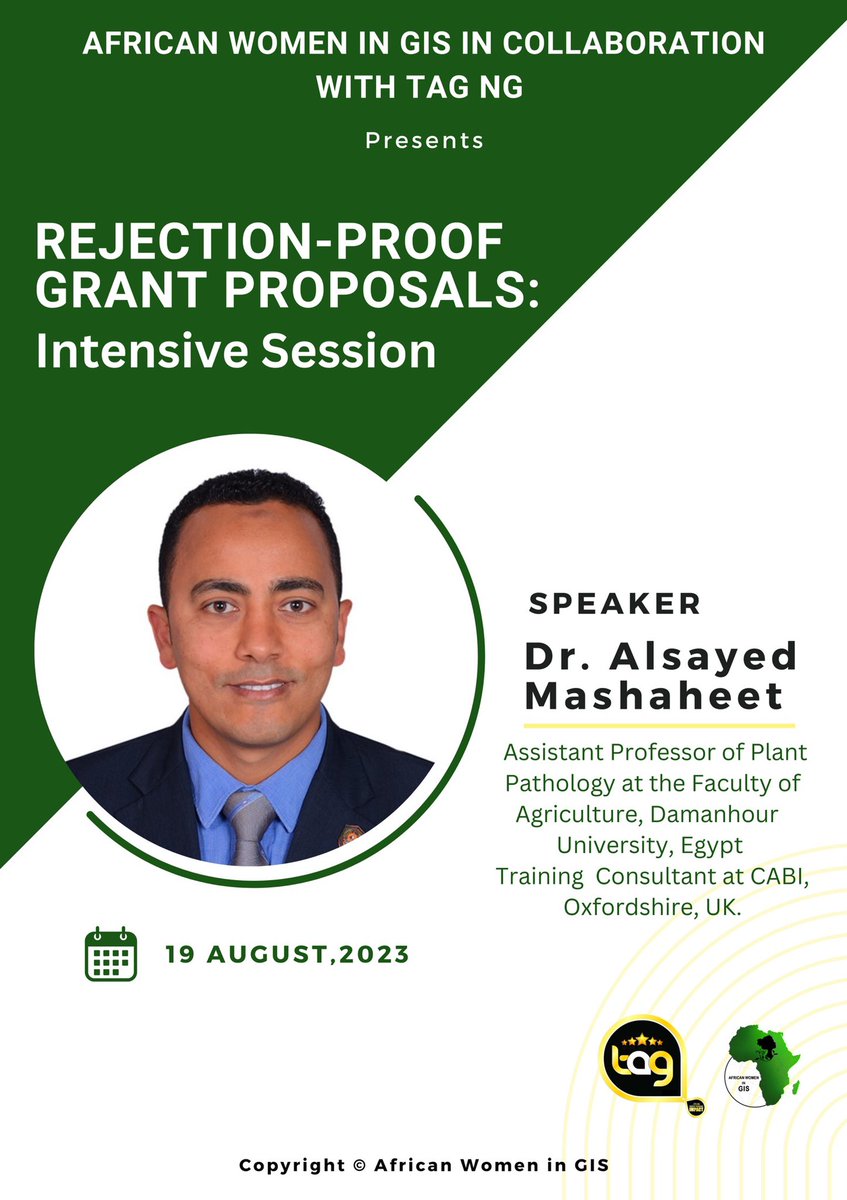 africwomeningis's tweet photo. Don’t miss out📌📌
Join us tomorrow for
Rejection-proof grant proposals : Intensive Session
Speaker: Dr. Alsayed Mashaheet
Register Now:
👇👇
https://t.co/jYWSPtQ2rl
#grantwriting #training #AWiGIS #gischat https://t.co/y0HcncMDPn