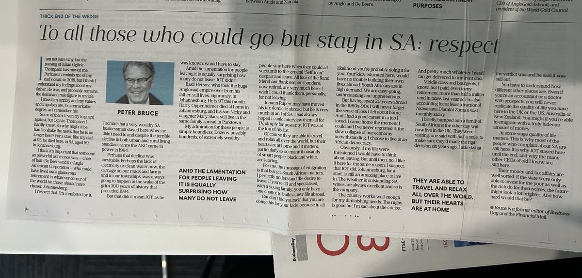 If you didn’t read ⁦<a href="/Bruceps/">Peter Bruce</a>⁩’s column in the Business Day yesterday, please do. 

It is just brilliant!

🤍🇿🇦🤍