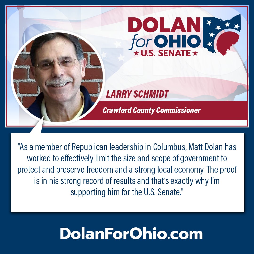 dolan4ohio's tweet image. This week we surpassed 200 ENDORSEMENTS from elected leaders and grassroots activists!! Across Ohio, our momentum is growing to retire Sherrod Brown and take back the Senate. Thank you Vice Mayor @DougMoormann and Commissioner Schmidt for your support! #OhioFirst #OHSEN