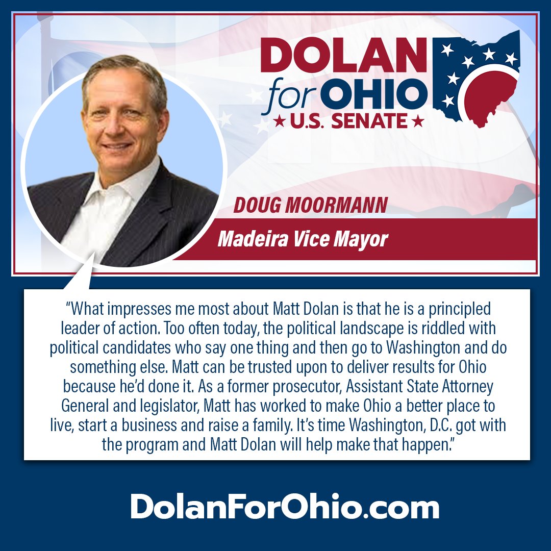 dolan4ohio's tweet image. This week we surpassed 200 ENDORSEMENTS from elected leaders and grassroots activists!! Across Ohio, our momentum is growing to retire Sherrod Brown and take back the Senate. Thank you Vice Mayor @DougMoormann and Commissioner Schmidt for your support! #OhioFirst #OHSEN