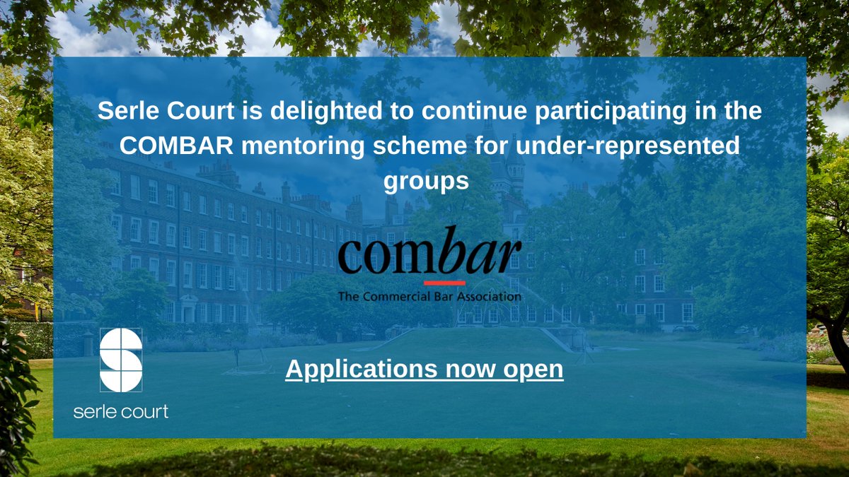 Serle Court is delighted to support the COMBAR (The Commercial Bar Association) mentoring scheme for under-represented groups at the Bar. Applications are open. For more information and to apply, click here: serlecourt.info/SerleCourtCOMB…
#diversityandinclusion #legalprofession