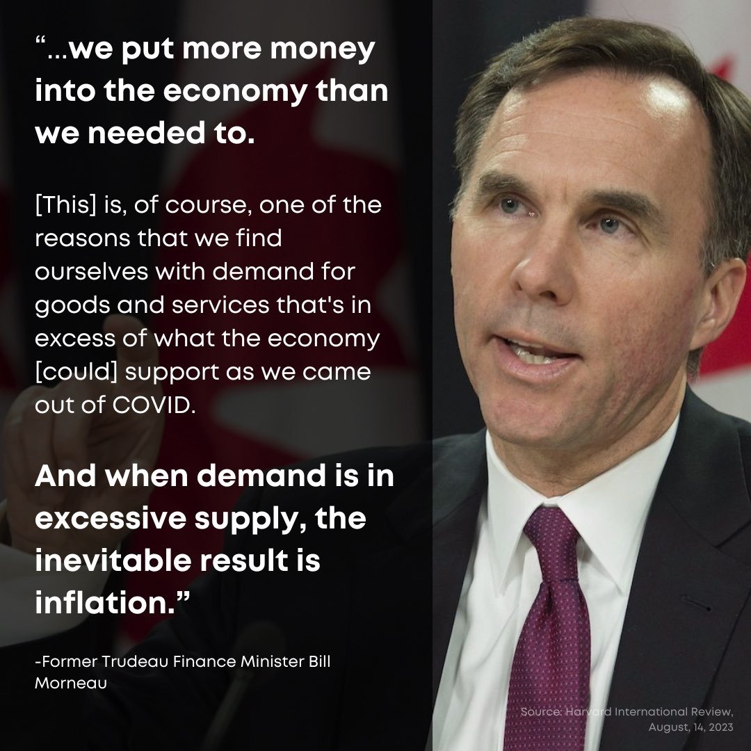 Despite Trudeau’s endless excuses, his own former Finance Minister says overspending caused inflation.

Who knew? Printing money causes inflation.