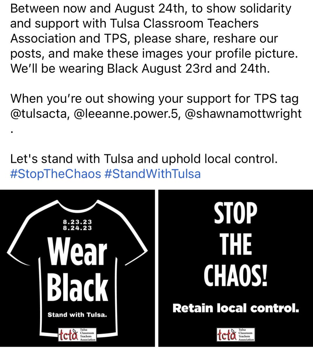 tulsacta's tweet photo. #StopTheChaos #StandWithTulsa https://t.co/6GYszTtG1i