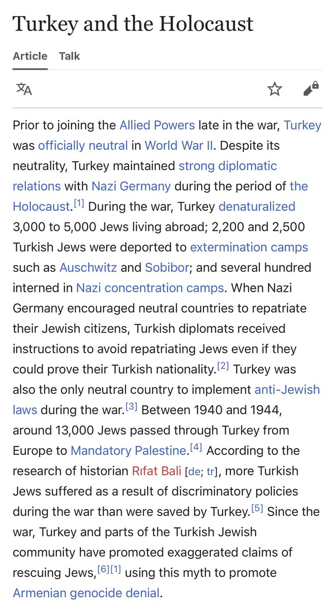 🟥 Turkey and the Holocaust “More Turkish Jews suffered as a result of discriminatory policies during the war than were saved by Turkey.”