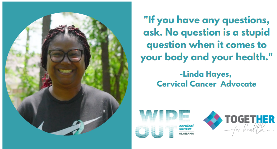 Toget_HERHealth's tweet photo. Meet Linda, a community advocate bringing information about preventing #CervicalCancer to Chambers County, Alabama. 

Community engagement is a key element to eliminating this preventable cancer in Alabama! #OperationWipeOut 

https://t.co/YOEeJcaG8D https://t.co/6ovZnDRH76