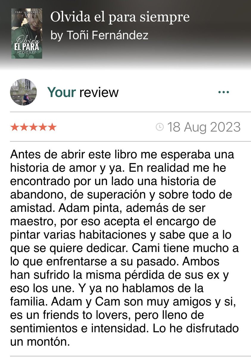 <a href="/libertyeagle20/">Sandra Moya</a> <a href="/HGreemwood/">Hermanas Greemwood</a> <a href="/Irene_Romo_/">Irene Romo</a> <a href="/anissabdamom/">Anissa B. Damom</a> <a href="/youngkiwi_ed/">YOUNG KIWI</a> <a href="/sarahvalentinex/">Sarah Valentine</a> <a href="/VeronicaMengual/">Verónica.</a> <a href="/DaisyScarlett/">Scarlett Butler</a> <a href="/NataliaaBroown/">Natalia Brown✨</a> <a href="/angelafrancoq/">Ángela Franco</a> <a href="/MercheDiolch/">Merche Diolch</a> <a href="/edicioneskiwi/">Ediciones Kiwi</a> <a href="/librosylit/">Libros y Literatura</a> <a href="/calderon_autora/">Cristinacalderon_escritora</a> <a href="/PhoebeRomantica/">Phoebe Romántica</a> <a href="/colecmilamores/">Colección mil amores</a> @AdrianaCriado <a href="/AlfaguaraES/">Alfaguara</a> @lalibretadenani Mi nonagésima séptima lectura ha sido: Olvida el para siempre de <a href="/Viajandoaotrosm/">Toñi Fernández</a>