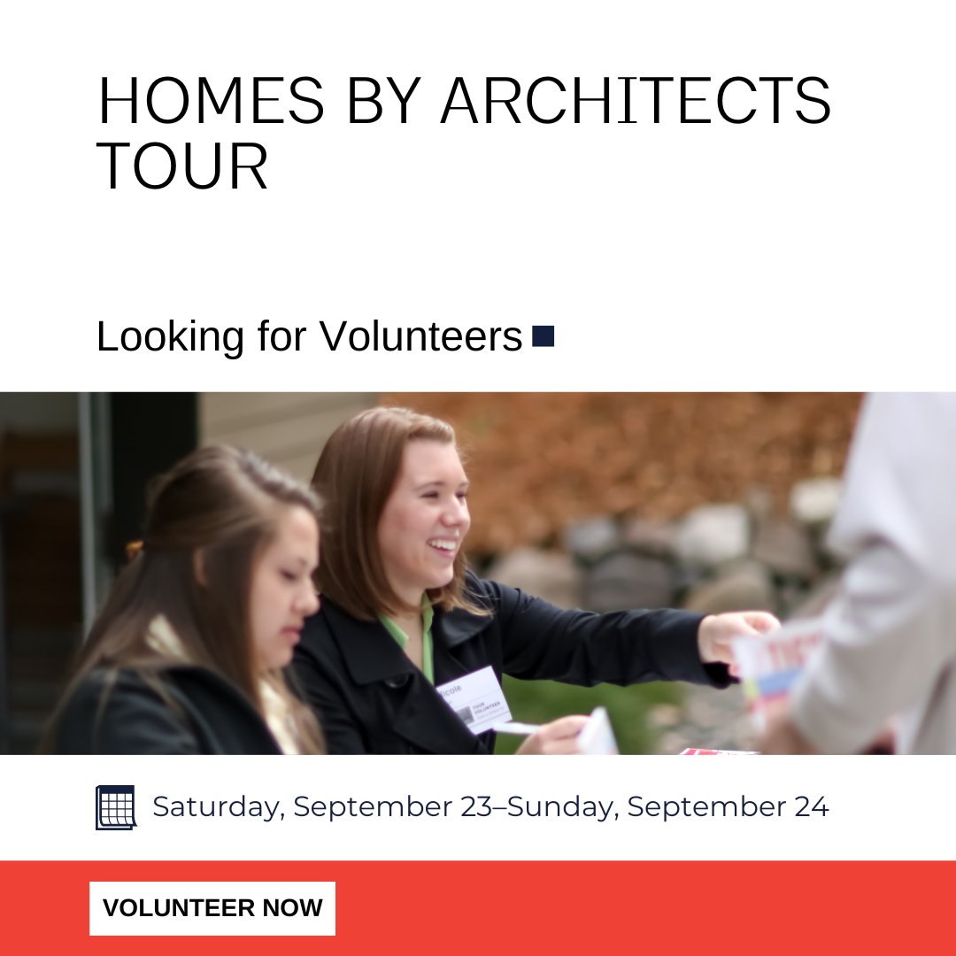 aiamn's tweet image. The annual AIA Minnesota Homes by Architects Tour is looking for volunteers! Welcome visitors, check and sell tickets, and track the total number of tour goers. Volunteers receive free admission and a $10 Target giftcard! September 23 &amp;amp; 24. homesbyarchitects.org/volunteer