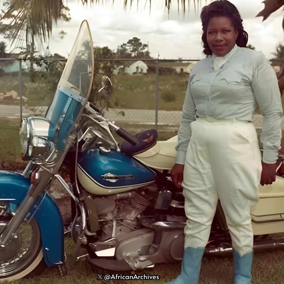 Bessie Stringfield "Motorcycle Queen Of Miami."

—In 1930 Bessie Stringfield became the first black woman to ride her motorcycle across the United States solo. Her feat was credited with breaking down barriers for both women and African-American motorcyclists.

Born Betsy Leonora