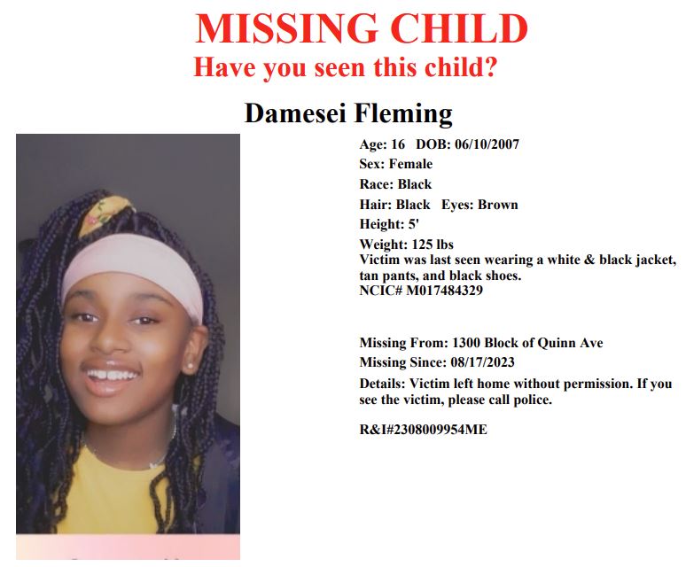 Have you seen Demesei Fleming?
Report #2308009954ME