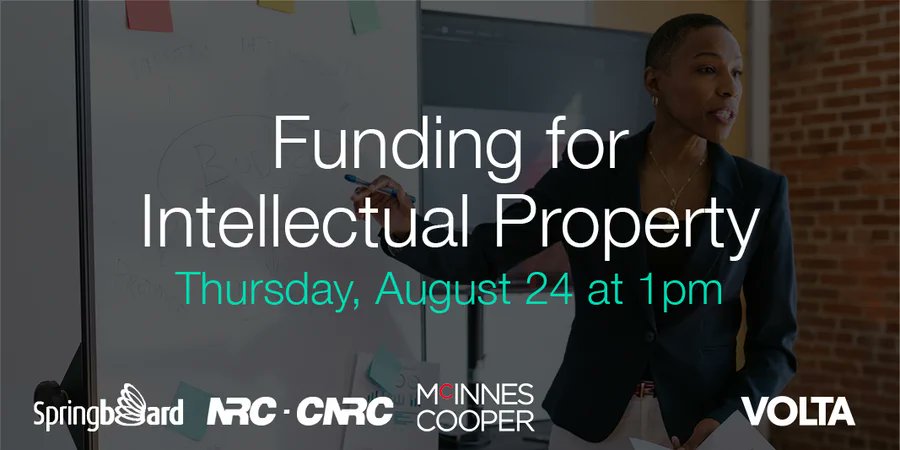 SBAtlantic's tweet photo. Coming up this week: Funding for #IntellectualProperty!  If you haven't registered for this virtual event, there's still time. Go to https://t.co/IU8lRKVnHw.  A collaboration between @voltaeffect, @NRC_CNRC, @mcinnescooper &amp; #AtlanticIPAdvantage!  #Springboard #BuildingIPKnowHow https://t.co/0yHEIWqBt5