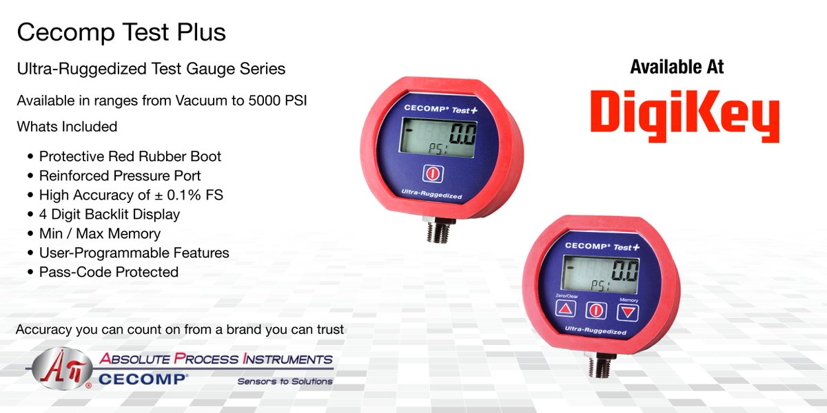 The Cecomp Test Plus is now available on DigiKey <a href="/digikey/">DigiKey</a>.
Come check out one of the most reliable gauges on the market. This durable unit is completely customizable and perfect for every application. 
#cecomptestplus #API #Cecomp