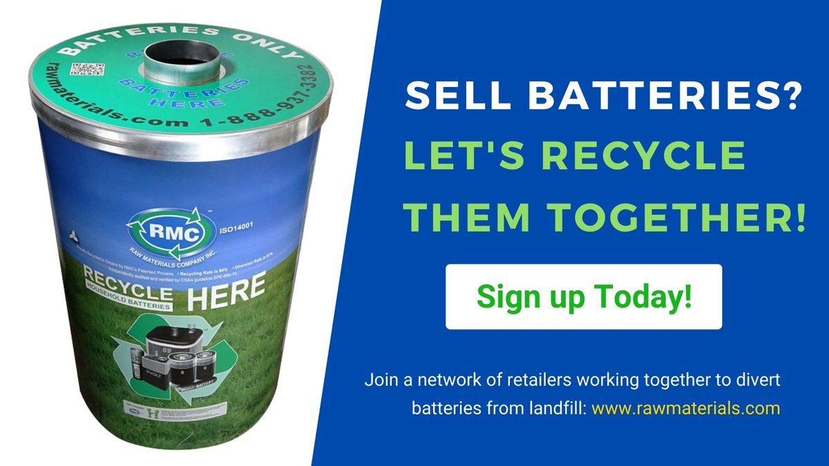 If you sell batteries, give your customers a convenient option to recycle the used ones. We can help! Learn more: rawmaterials.com/page/retail/re…