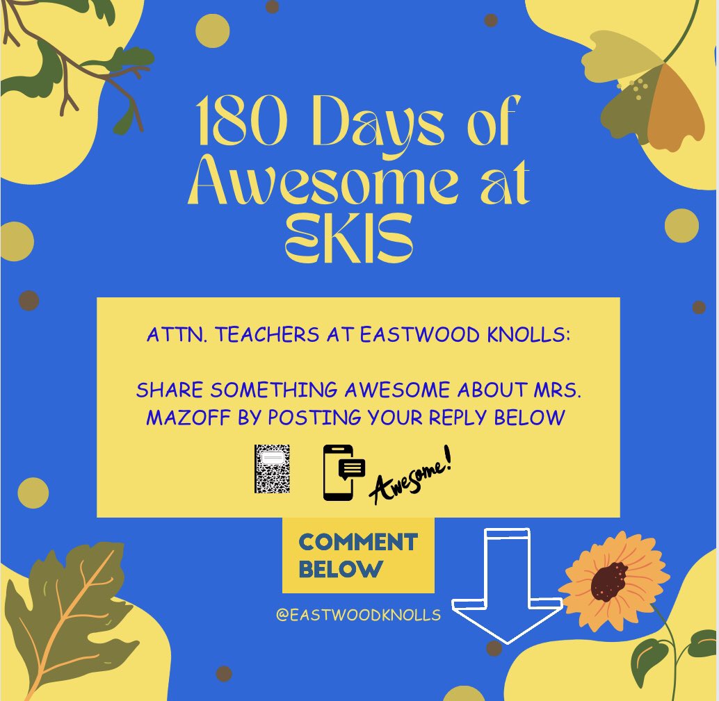 EastwoodKnolls's tweet photo. #180DaysOfAwesome Challenge is Happening @EastwoodKnolls!
Simply Post Your Reply Below and Share Something AWESOME About @JeanineMazoff 📲📓⤵️
#BloomWhereYouArePlanted 🌱🪴
#CarryTheStandard💛💙 https://t.co/wPrV89z4o1