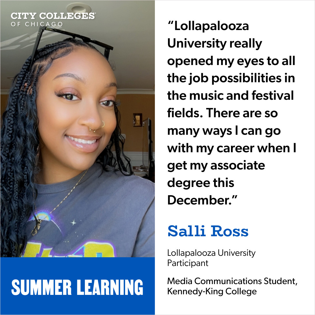 Wrapping up our #summerlearning series with @KK_College students, Inez and Salli, who joined Lolla University this summer! This program is focused on festival production with a behind-the-scenes look at one of Chicago’s favorites: @lollapalooza! colleges.ccc.edu/2023/08/14/med…