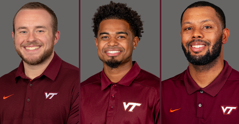 HokiesFB's tweet photo. Congrats to @JonesVTFB &amp; @joejoeheaden on their promotions!

Welcome to Blacksburg, @Equip_V_Jones 👏

#ThisIsHome