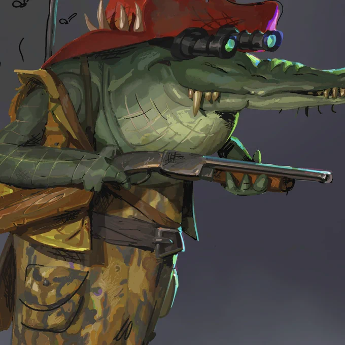 Leatherhead character paint for  Original design by Woodrow White! (Last pic)#TMNT #MutantMayhem #visdev 