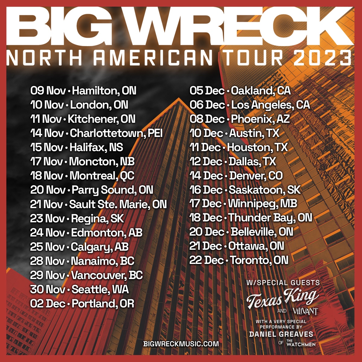 On sale 10:00am local time today!! Join us with @TexasKingBand, Vilivant, and @listendg as we trek across the continent! bigwreckmusic.com for more details. #rock #music #livemusic #guitar #bass #drums #tour