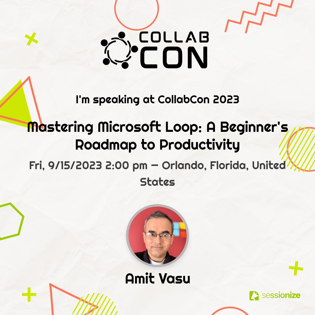 Mastering Microsoft Loop: A Beginner's Roadmap to Productivity w/<a href="/AmitVasu/">Amit Vasu</a> will give you insights + practical knowledge to leverage #MicrosoftLoop's versatile elements for enhanced productivity &amp;seamless integration across #M365.

Free registration at collabconforall.com