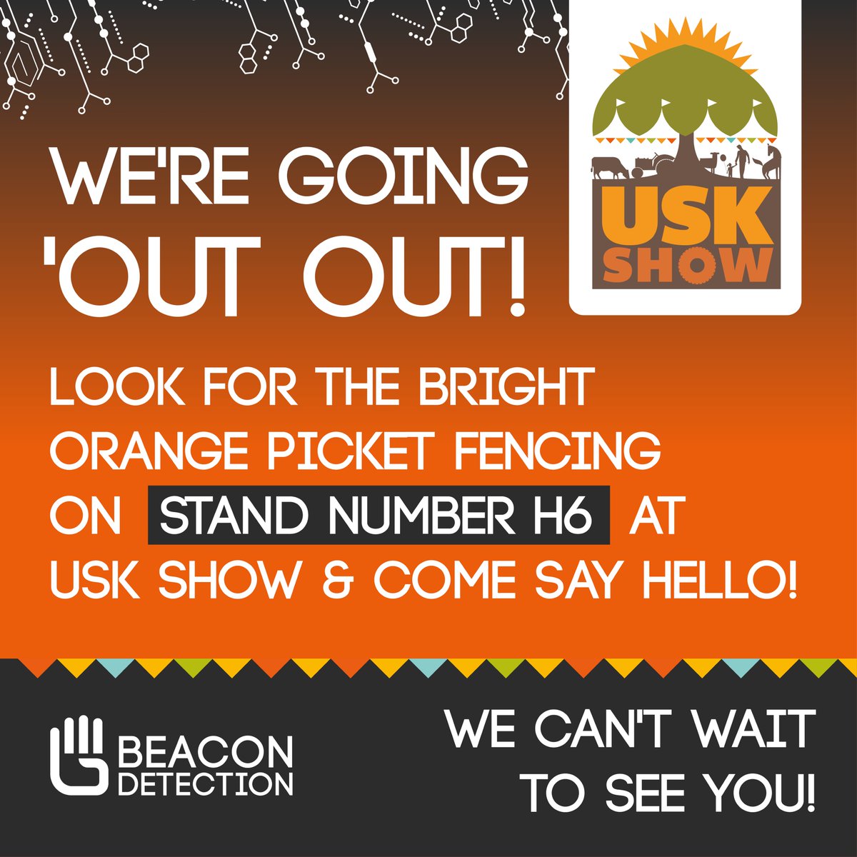 BeaconDetection's tweet image. We&apos;re going &apos;out out! Look out for the bright orange picket fencing on STAND NUMBER H6 at Usk Show &amp;amp; come and say hello! It&apos;s going to be a great day!

#BeaconDetection #CCTV #Homesecurity #UskShow2023