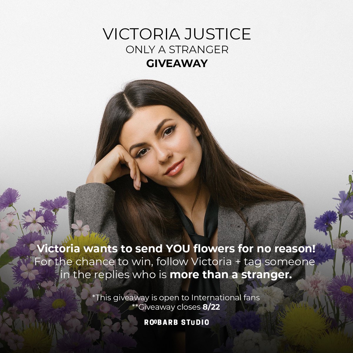 VictoriaJustice's tweet image. I think you’re special &amp;amp; I want to send YOU flowers for no reason 🥰. 

As a thank you for all the love on #OnlyAStranger, I’m partnering with roobarb studio to send floral arrangements to a lucky few of you!

For a chance to win, follow me + tag someone in the replies who’s more…