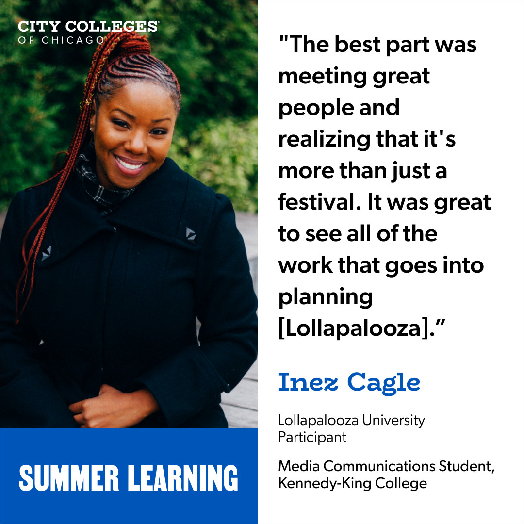 ChiCityColleges's tweet photo. Wrapping up our #summerlearning series with @KK_College students, Inez and Salli, who joined Lolla University this summer!

This program is focused on festival production with a behind-the-scenes look at one of Chicago’s favorites: @lollapalooza!

https://t.co/K8FvNmA9oA https://t.co/GGNL2TamKQ