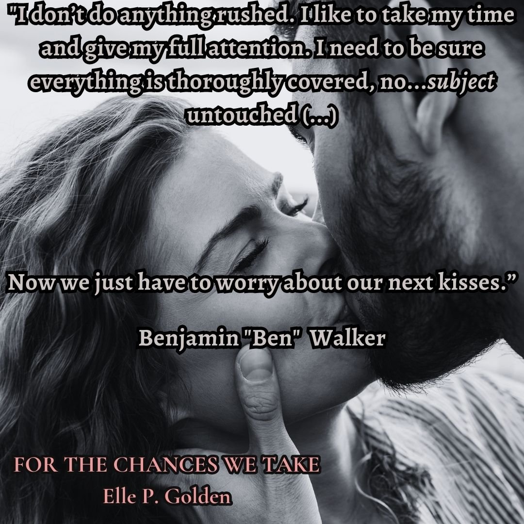 🔥🔥 TEASER BLAST 🔥🔥

FOR THE CHANCES WE TAKE by @EllePGolden releasing 8/24!
instagram.com/p/CwFx__UrYS7/…

#BryantsAndWalkerProtection
#RomanticSuspense  #SmallTownRomance #ProtectorRomance #ProtectorBookBoyfriend #MilitaryRomance #CoverReveal #ComingSoon #Sale #PreOrder #mustread