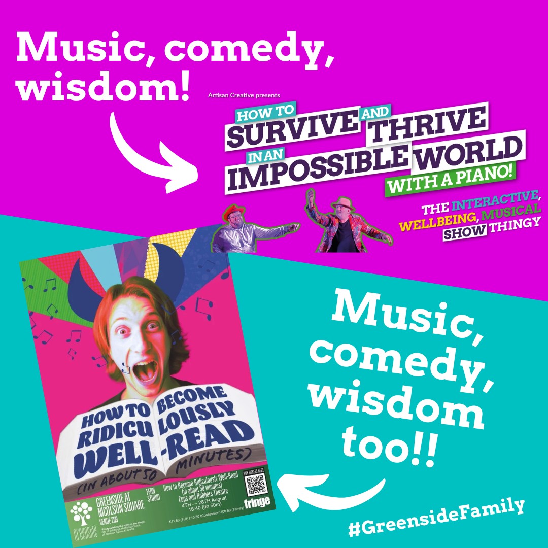 #HowToAtTheFringe

Music, comedy, wisdom? Sounds good to us! #HowToBecomeRidulouslyWellRead @itscopsnrobbers, alongside our own <a href="/HTSATWellbeing/">How To Survive and Thrive wellbeing show</a>! (Our FINAL #EdFringe show is Sat 19 Aug, 1.50pm)

Get tickets here:
tickets.edfringe.com/whats-on/how-t… 
tickets.edfringe.com/whats-on/how-t…