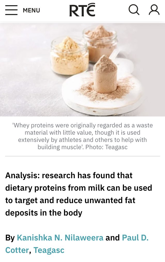 New RTE Brainstorm piece led by <a href="/teagasc/">Teagasc</a> and <a href="/VistaMilk/">VistaMilk Research Ireland Centre</a> colleague, Kanishka Nilaweera: “Here's how whey proteins can reduce fat stored in the body”rte.ie/brainstorm/202… via <a href="/rte/">RTÉ</a>