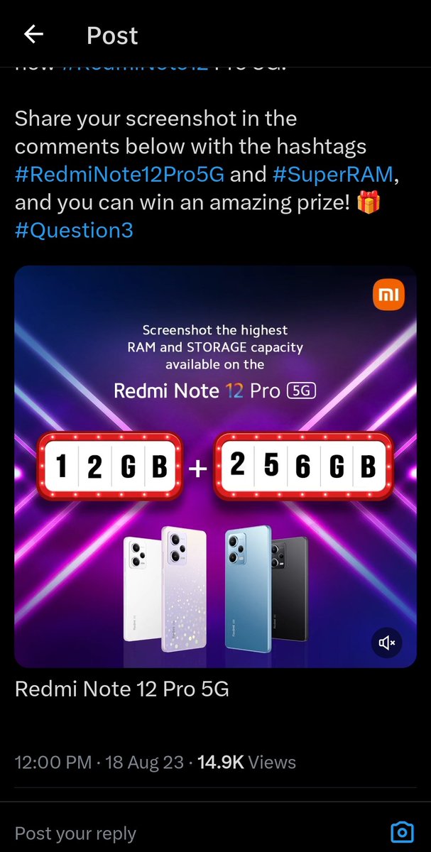 Anjali0706's tweet image. Highest RAM and STORAGE Capacity Available on the #RedmiNote12Pro5G is 
12GB RAM+256GB 🔥

#RedmiNote12Pro5G
#SuperRAM
@RedmiIndia ♥