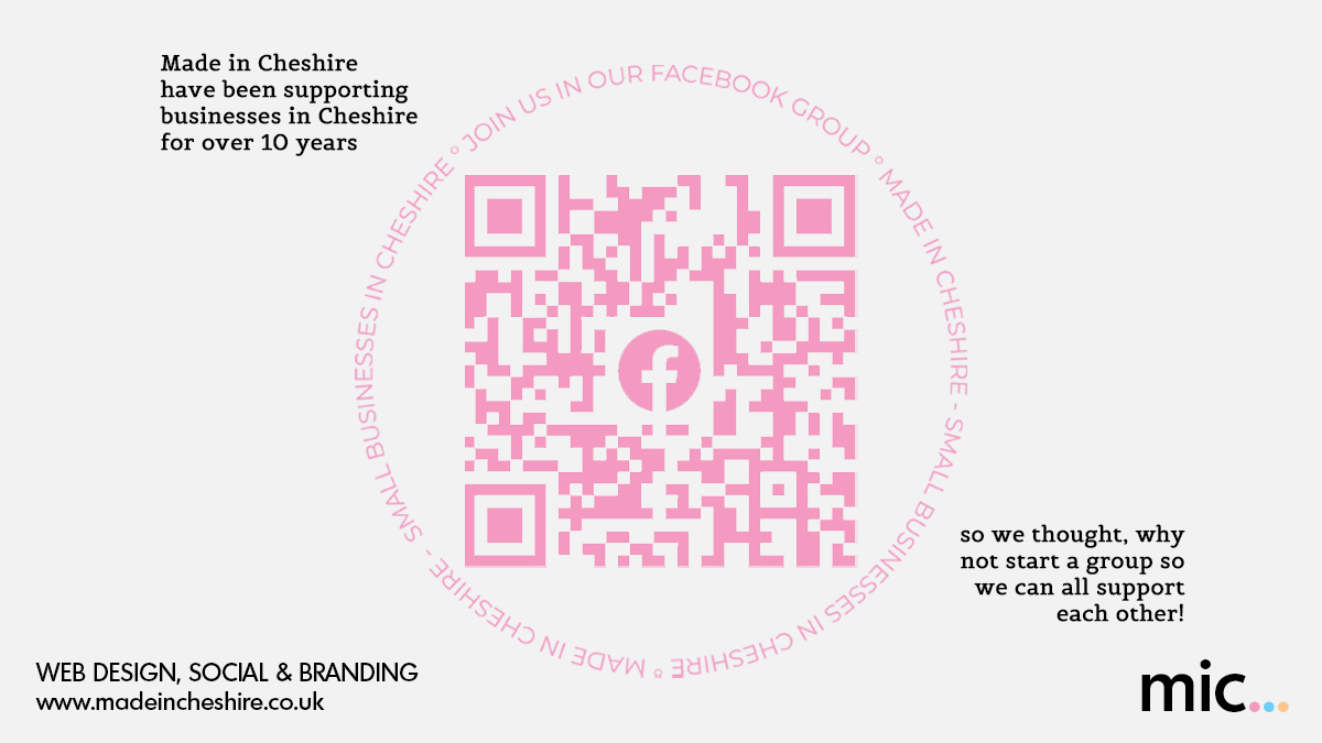 We've launched a free Facebook group for small businesses in Cheshire! Scan the QR code or search Made in Cheshire -small businesses in Cheshire and join for chat, networking and a bit of self promotion ✌🏻

#Facebookgroup #Cheshire #Cheshirebusiness #networking #support