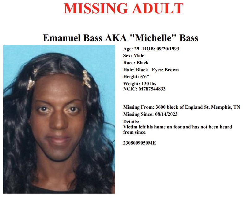Have you seen Emanuel Bass AKA "Michelle" Bass?
Report #2308009050ME