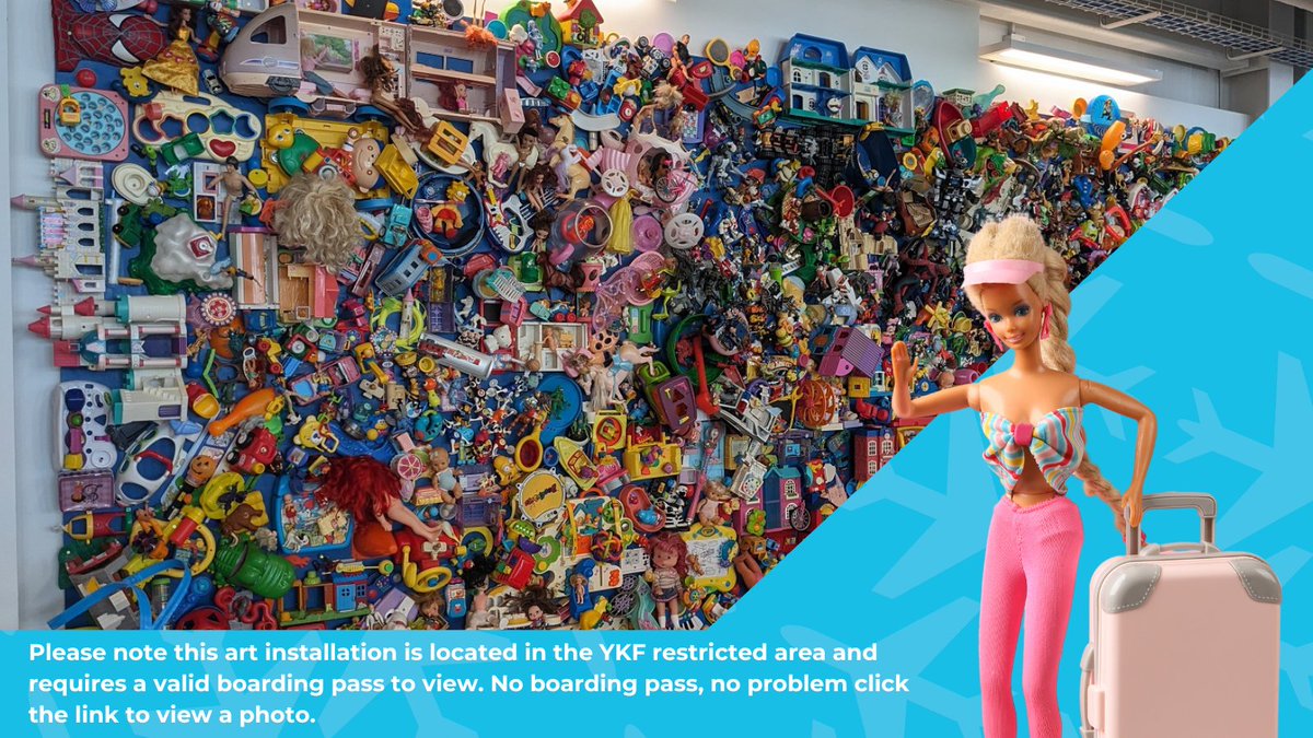 Hi Barbie, Hi Ken! It's contest time! Our newest art installation in the departures lounge, 'The Wall of Nightmares and Dreams' by @ErnestDaetwyler, features a ton of plastic toys collected in #WatReg! 

Can you guess how many Barbie and Ken dolls there are? 👇