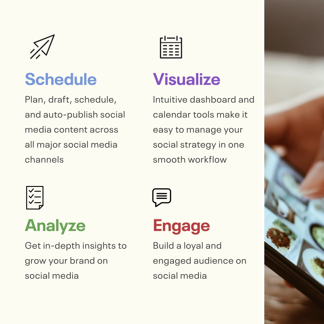 There are a lot of programs and services that can help you automate social media.  We are particularly fond of Buffer because of its analytics but there are options for almost every budget and user type.