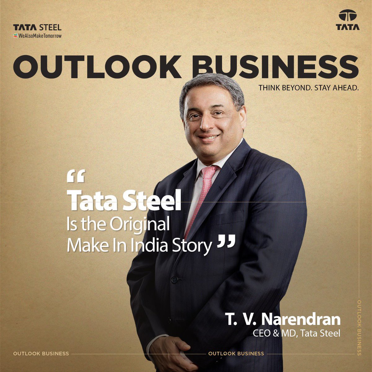 TataSteelLtd's tweet photo. In this @outlookbusiness article, our CEO &amp; MD, T. V. Narendran, outlines the key factors that will drive our future growth, fueled by our multi-generational workforce and people-centric ethos.

Read: https://t.co/cGL5JeE5hA

#TataSteel #MakeInIndia #Manufacturing https://t.co/oSK30SEjcj