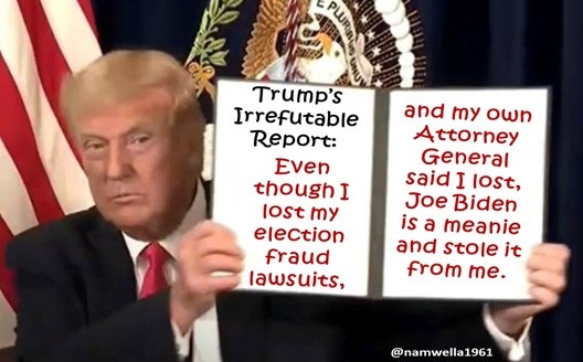 namwella1961's tweet image. Trump: I will release an "irrefutable report" on Monday.

Ty Cobb, Trump's former lawyer: "I mean, frankly, there’s a good chance that whatever document he produces ends up as evidence against him.”

Update: Upon legal advice, there will be no #Irrefutable report.😅
#ProudBlue