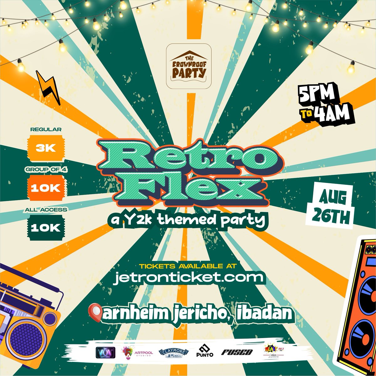 thebrownroofP22's tweet photo. 8 days to step into the Y2K time machine and party like it’s 1999 at this throwback event 

RETROFLEX

Get your funky hairstyles ready
Get your low-raise jeans ready 

Ticket link in BIO

cc @vibesonvibes20 @artpoolstudio
@blasturbanfm

 #thebrownroofparty #retroflex #y2kera #tBT https://t.co/uf1o5AsAQ4
