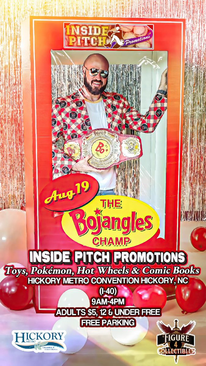 Tomorrow! Hickory,NC! Stop by and meet the Champ himself @JZ_Graham . Take photos get an Autograph & check out his awesome belt collection. Figure4collectibles will be selling Wrestling figures , Championship Belts and more!
