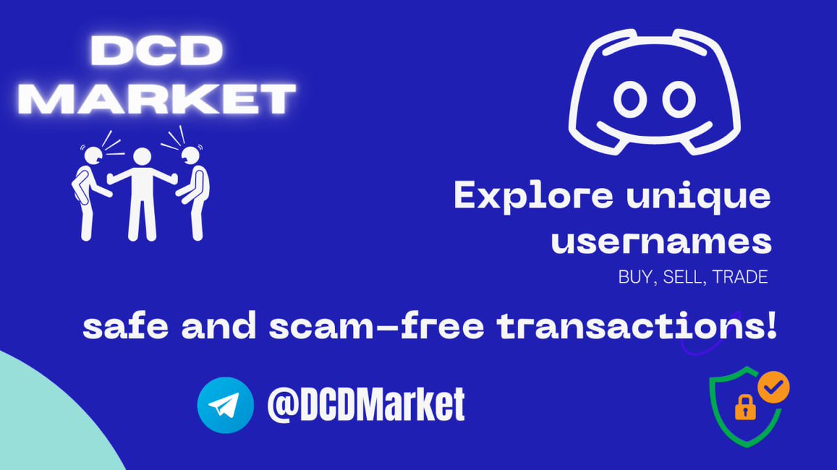 DCDMarket's tweet photo. Looking for a safe way to buy, sell, or trade Discord usernames? Look no further! 🔒 Introducing DCD Market, your trusted middleman for secure transactions. Join us today! 🚀🛡 #DCDMarket https://t.co/VmQRQnns4M