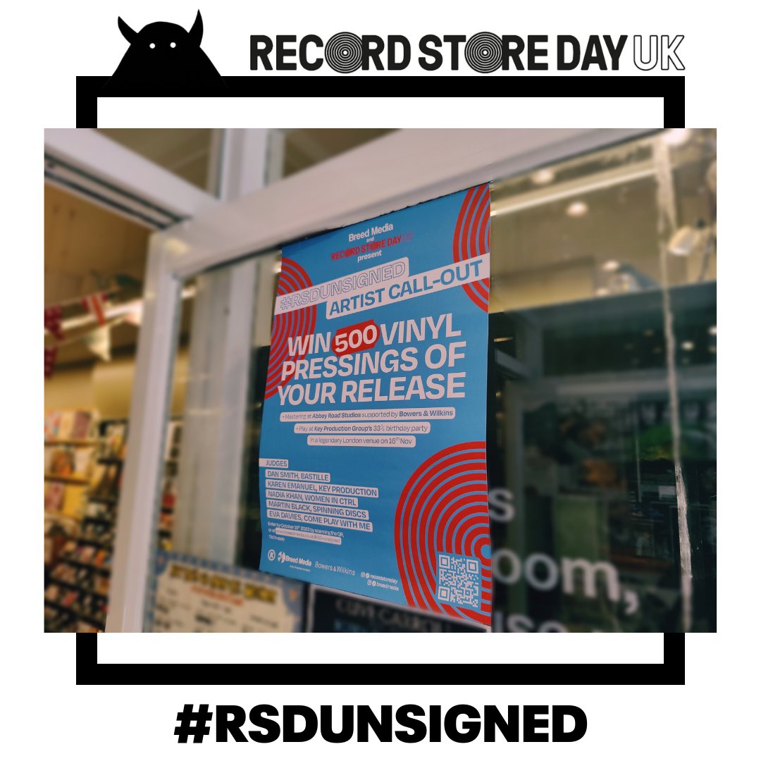 Calling all local artists and talented musicians!

The #RSDUnsigned competition is back and you can win your music pressed onto 500 vinyl records 👀 Check out @RSDUK’s / @breedmedia’s recent post for all the details 💿