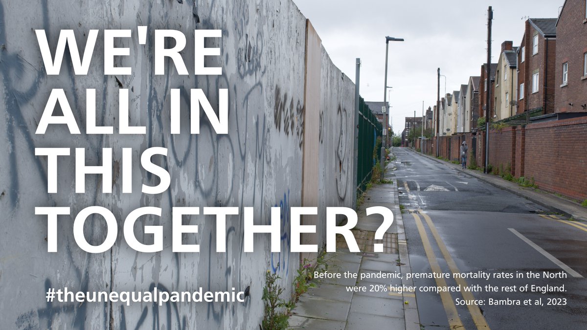 🚨Before the #Covid pandemic, premature mortality rates in the North were 20% higher compared with the rest of England.

Coming soon #TheUnequalPandemic – a film on how #Covid exposed these #inequalities. To be launched on 13th September