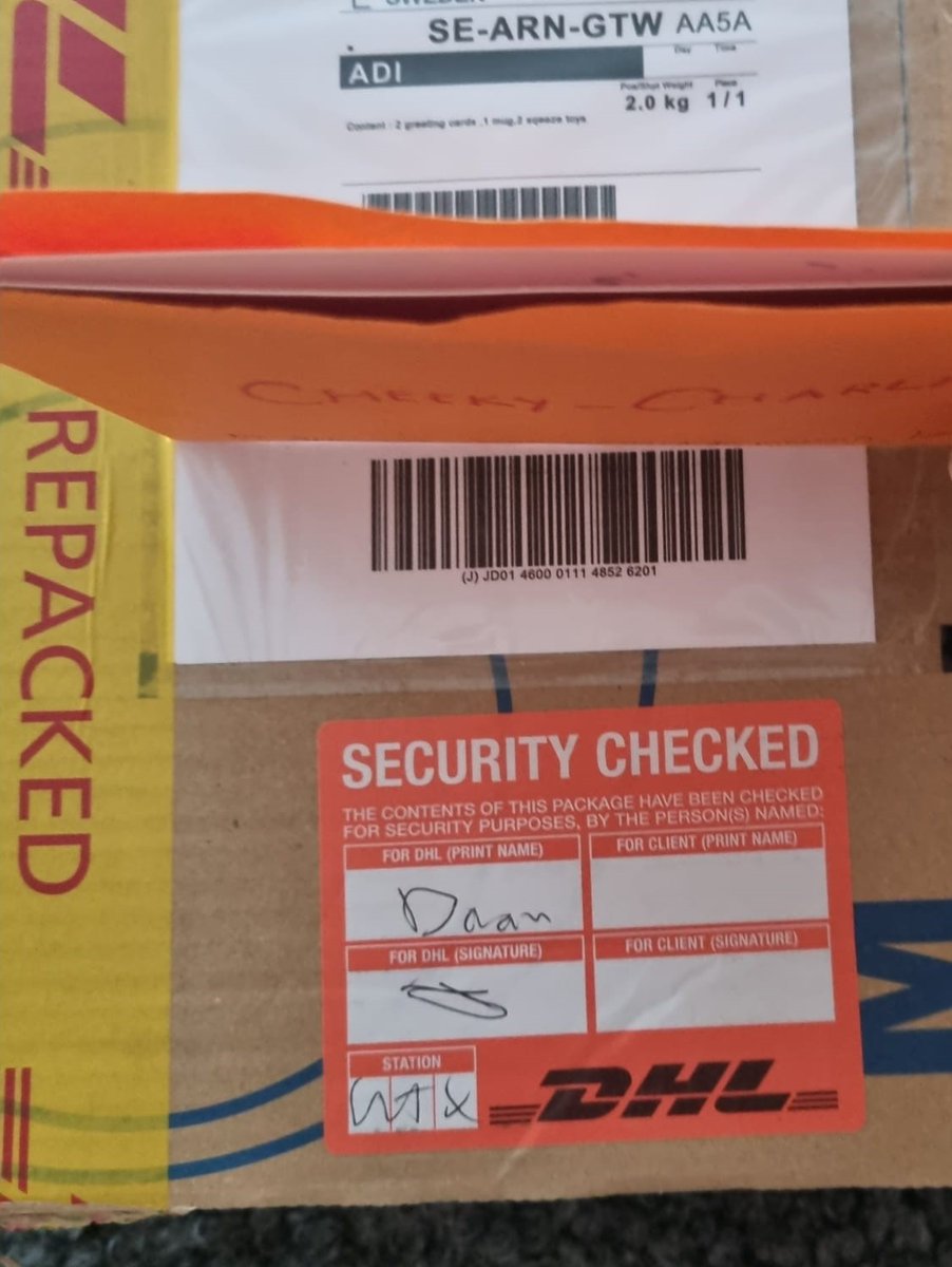 leo_mc's tweet photo. @DHLexpress and CEO John Pearson: You have a scumbag in your Amsterdam-Brussels-Leipzig-Arlanda supply chain. €60 was lifted from my son's birthday card inside a package sent from Utrecht to Stockholm. What kind of cretin does that under the guise of a 'security' check!!! https://t.co/Mj2BTC854L
