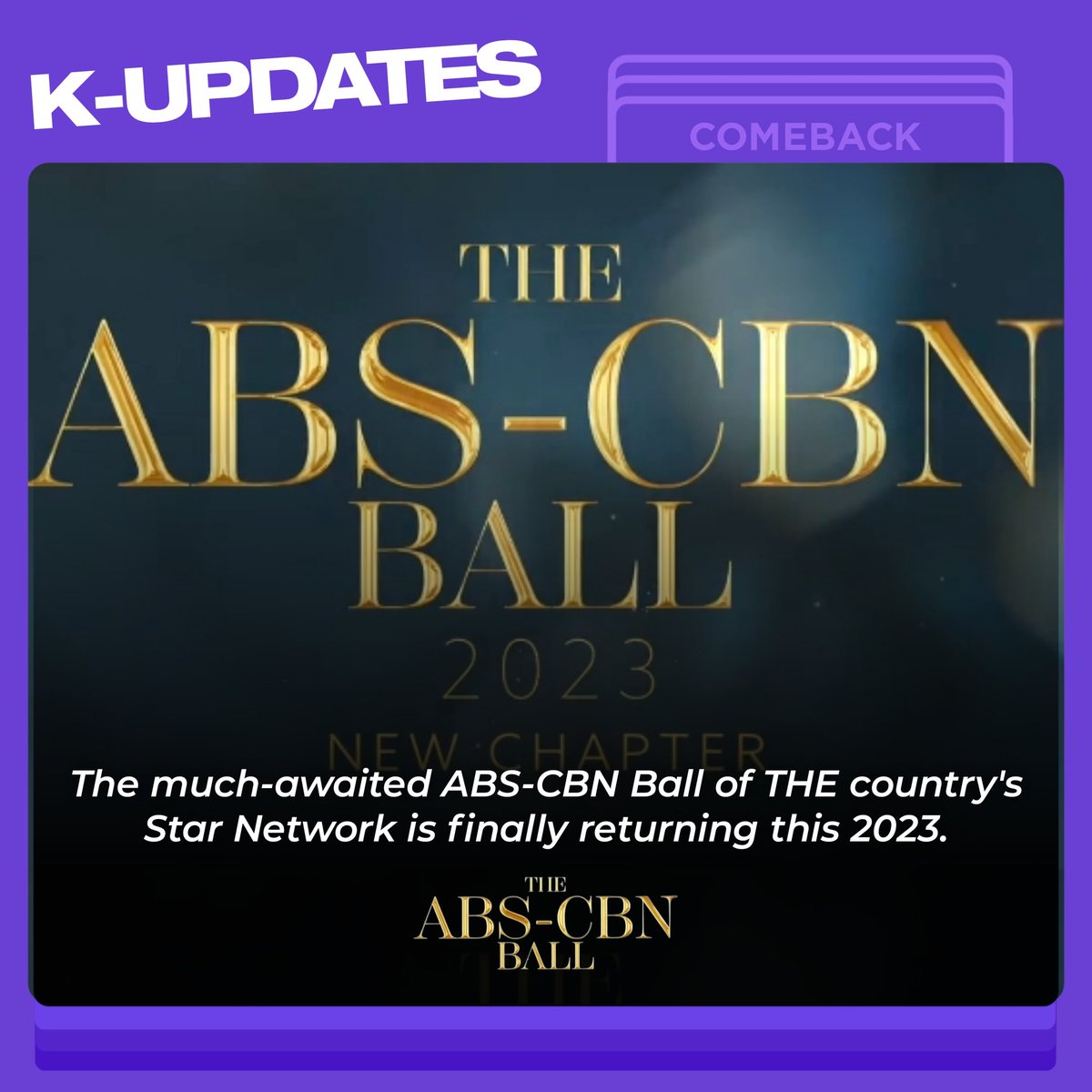 KpamilyaUpdates's tweet image. ABS-CBN BALL 2023 on September 30,2023 ✨✨

The most anticipated event of the year ✨✨✨✨

#ABSCBNBall
#ABSCBNBall2023 
#TheNewChapter