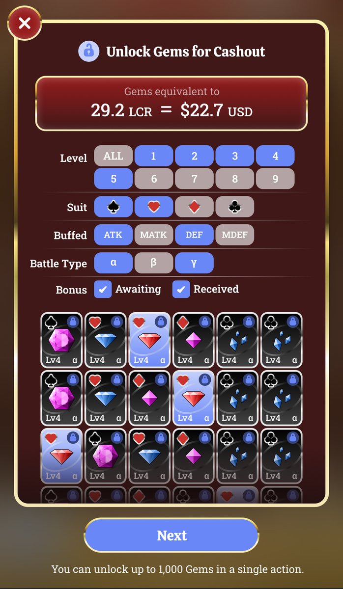 blcrofficial's tweet photo. 2/ ๐ Unlock Gems in Bulk! ๐
Why unlock Gems one by one when you can do it in bulk? Our new feature lets you unlock your precious Gems in a snap. Get ready for a more streamlined experience. Dive in tomorrow and see the magic for yourself! ๐๐ฎ
#GameFi #BLCRUpdate #NFT #P2E