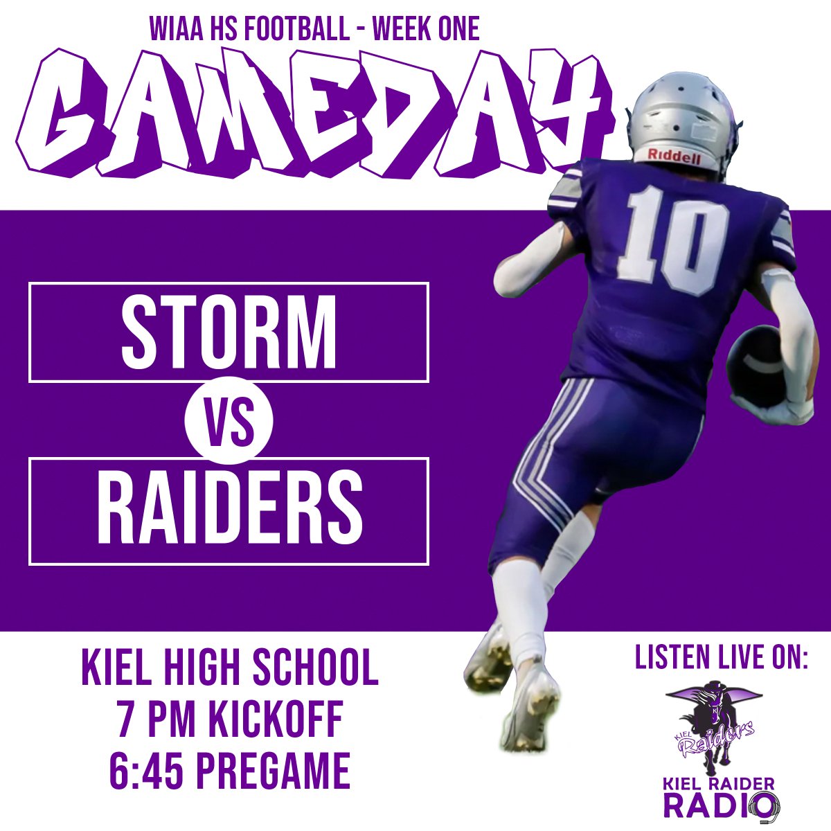 FRIDAY NIGHT LIGHTS

🏈 Kiel Raiders vs Kewaunee Storm

🎙️ <a href="/connor_voelker/">Connor Voelker</a> and <a href="/ClaytonLepisto/">clayton lepisto</a> 

📻 youtube.com/live/e6tpa6fIb…

🕗 7:00pm Kickoff | 6:45 pregame

📍 Kiel High School